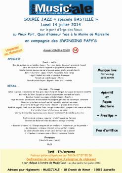 MENU et TARIF Soirée 14 juillet au Vieux-Port de Marseille, à bord d'Inga des Riaux